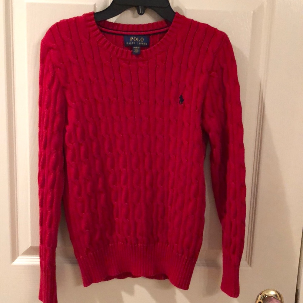 Boys Ralph Lauren Red Cable Knit Sweater